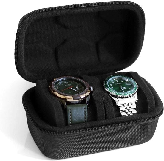 Orizzonte Borsa da Viaggio per Uomo e Donna, Borsa Portatile e Organizer per Orologi da Polso e Smartwatch (Nero (2 Compartimenti))