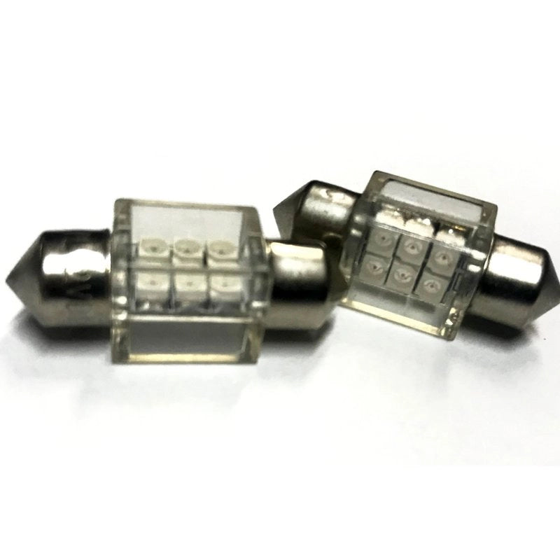 Coppia 2 Lampade Led T11 C5W Siluro 31mm Quadrato Con 6 Smd 3528 Colore Blu Blue 12V 1W