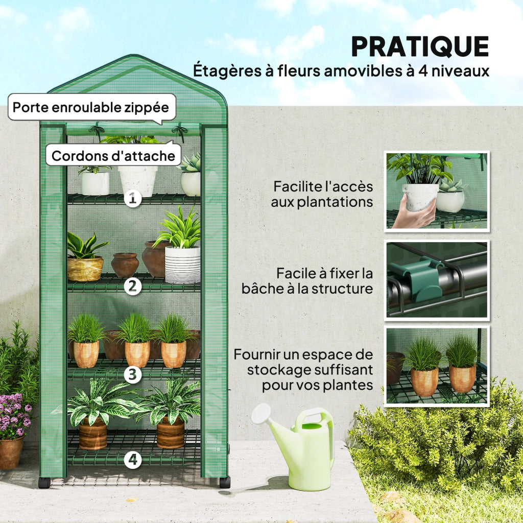 Serra da balcone a 4 livelli ¨C Minimal ¨C verde 69x50x165 cm