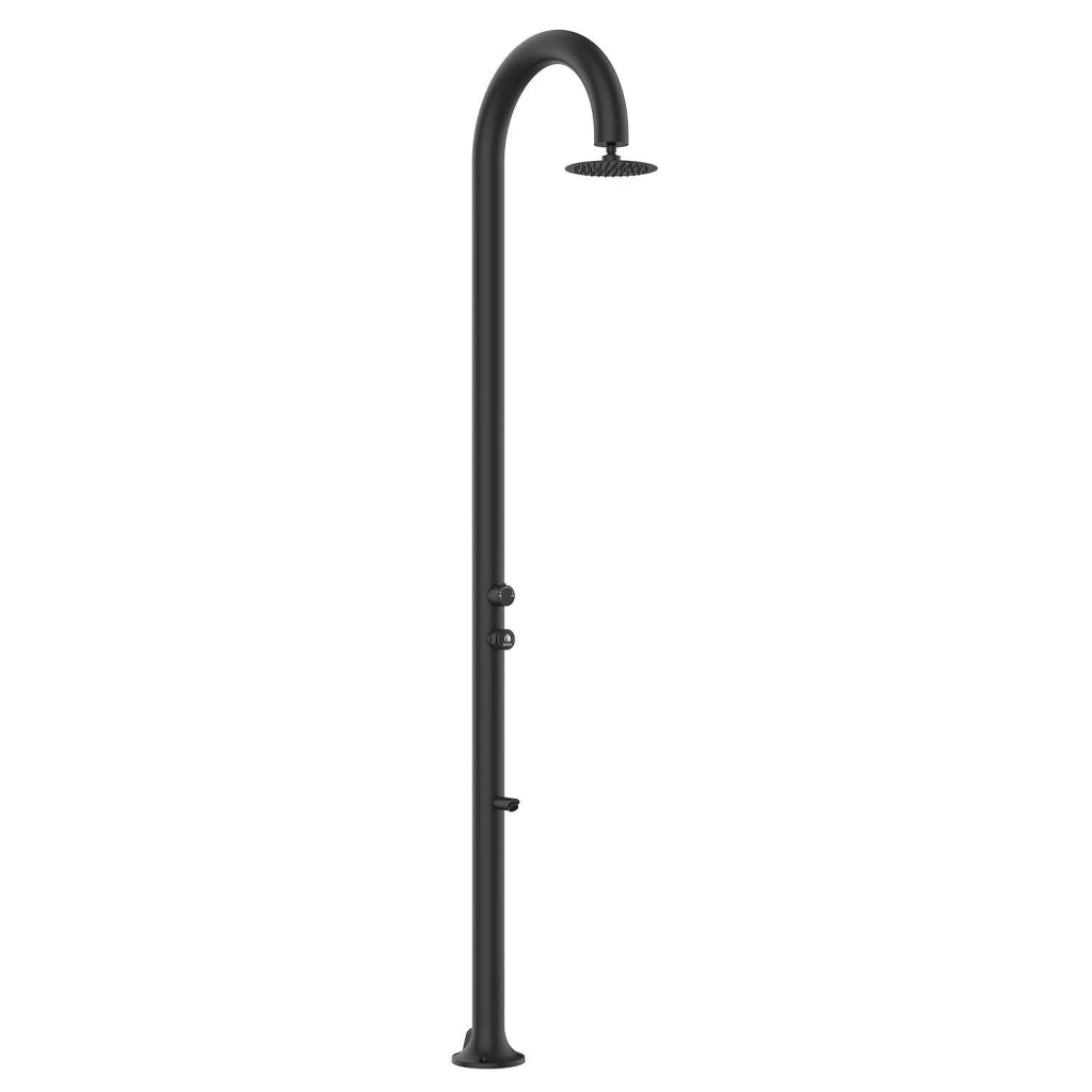 Sined Luna Timer p Nera Doccia In Alluminio Doppio Attacco Acqua Fredda Laterale o Inferiore Su Un Unico Tubo Interno Doccia Acqua Fredda Temporizzata Con Soffione Lavapiedi e Miscelatore Nero