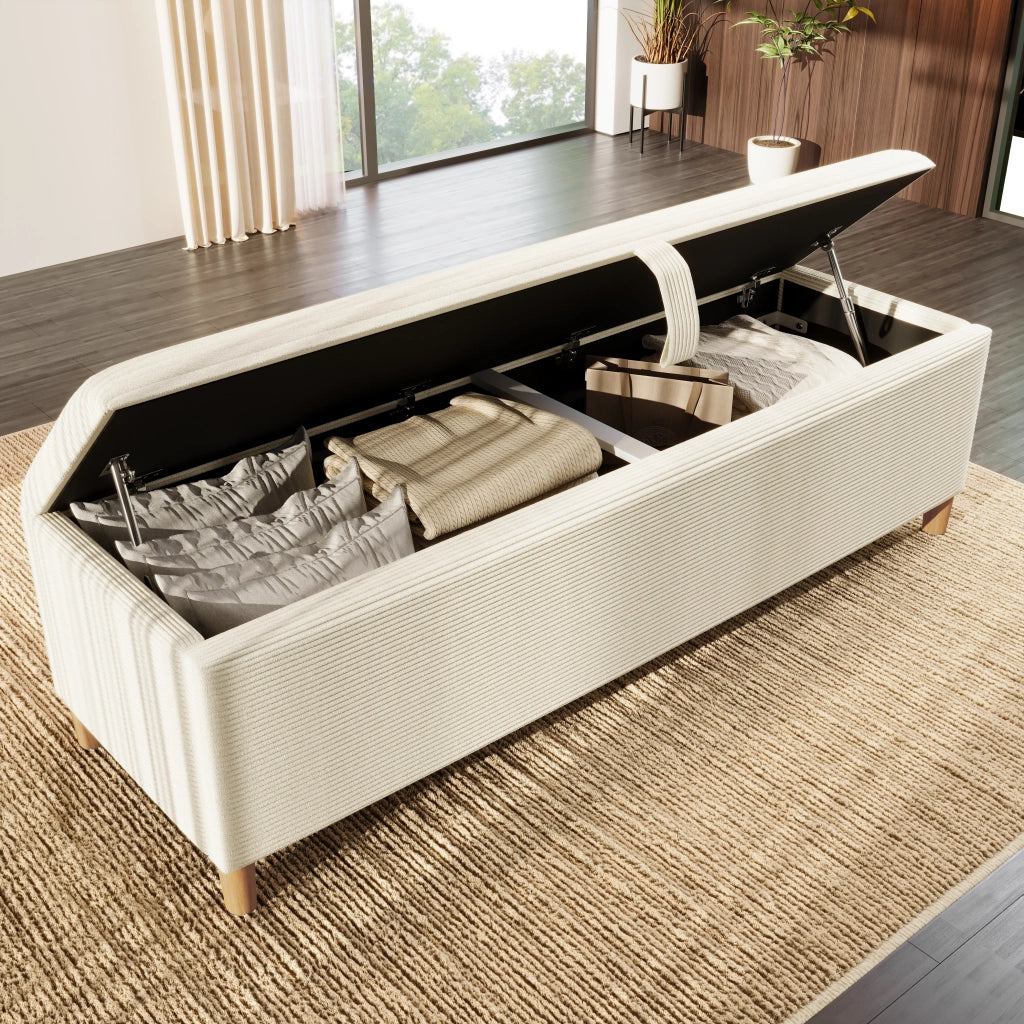 Panca Contenitore Imbottita ¨C MINIMAL ¨C Beige, 145x38 cm