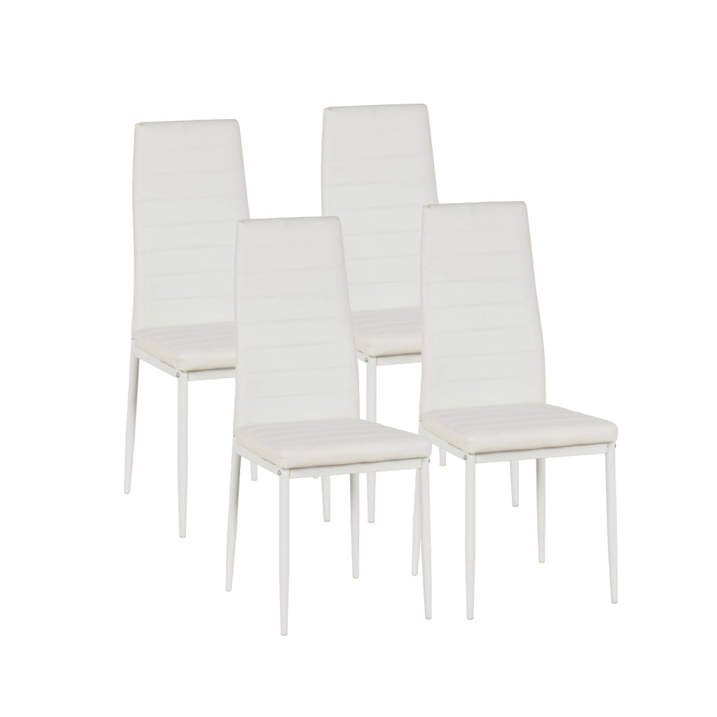 Set Sedie da Pranzo 4 o 6 Pezzi, Sedie Moderne Imbottite per Cucina Soggiorno Sala da Pranzo, Facile Montaggio con Gambe Robuste, Rivestimento in Pelle Sintetica  Bianco - 4 Pezzi
