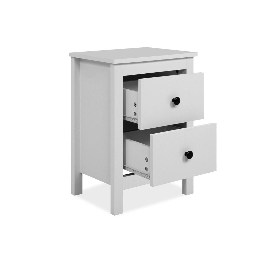 Comodino Karlstad61A con 2 cassetti colore bianco 39x30x54H