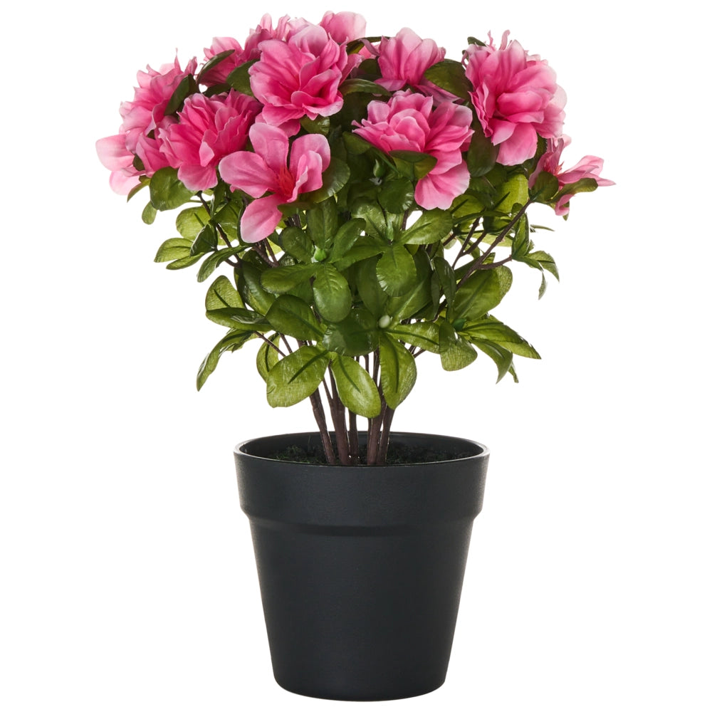 Pianta artificiale di rododendro in vaso Fiori rosa Materiale sintetico 36 cm Accessorio decorativo per interni