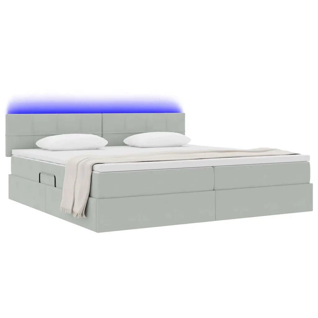 Letto con contenitore e LED Grigio chiaro 200 x 200 cm Velluto 3371415