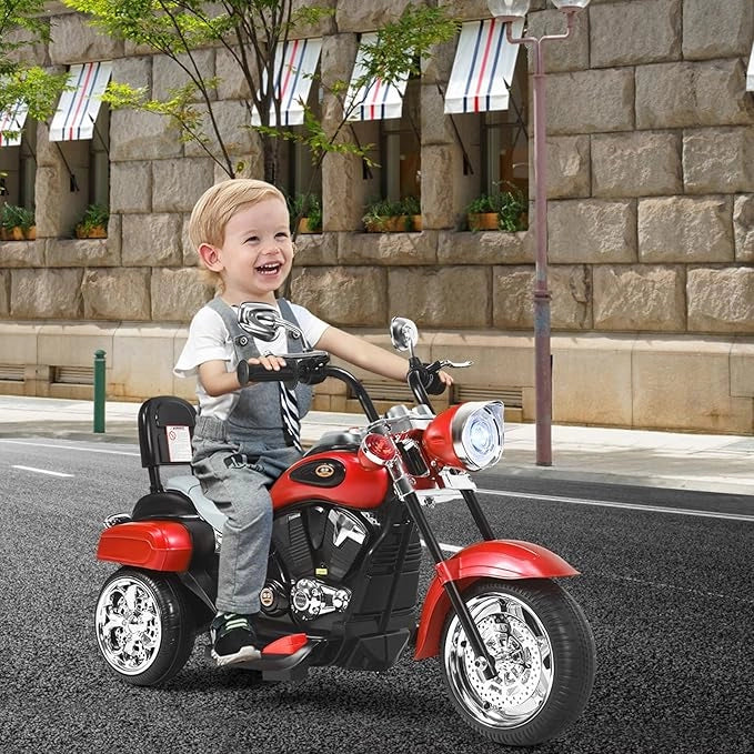 6V Moto Elettriche per Bambini, Moto Cavalcabile Marcia Avanti e Indietro, Portanza di Peso 30kg (Rosso)