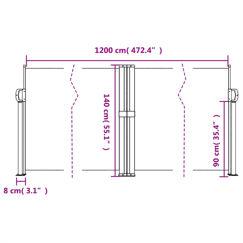 Tenda da Sole | Tenda laterale Retrattile Blu 140x1200 cm