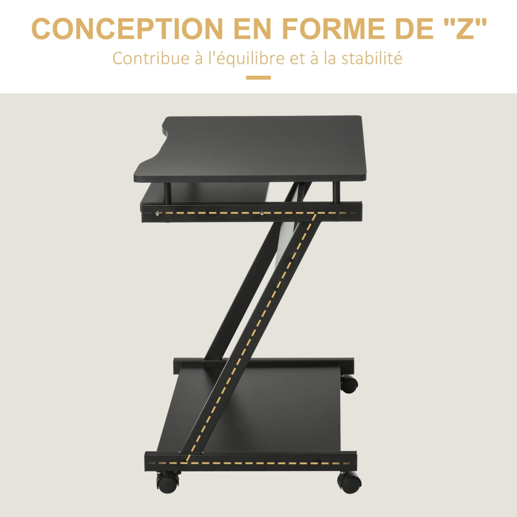 Scrivania per computer con ruote ¨C Zephmum ¨C Nero