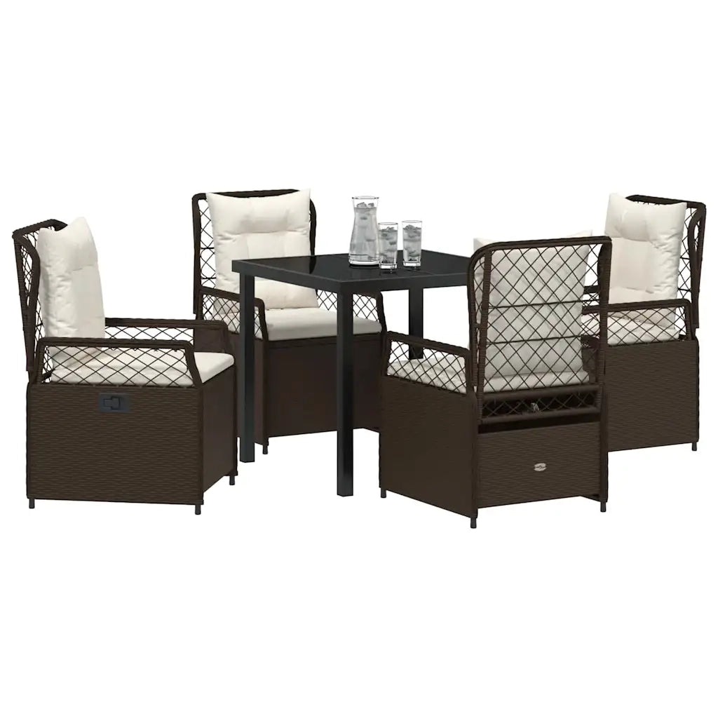 Set da Pranzo per Giardino 5 pcs Marrone polyrattan