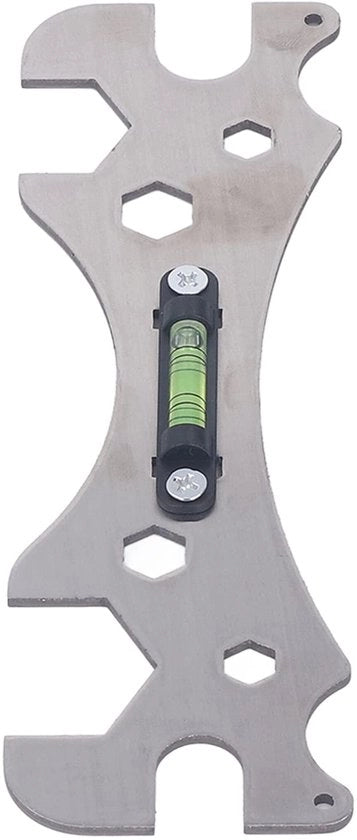 Set di chiavi per la camera da bagno Premium - Livello integrato - Acciaio inossidabile - Per rubinetti/doccia/impianti sanitari - 7 aperture di viti - Duraturo e resistente alla corrosione - Chiave per installazioni