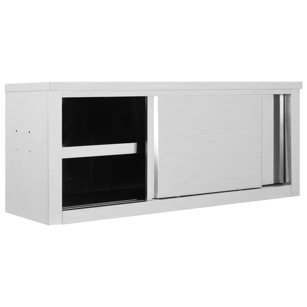 Pensile da cucina | Armadio da Cucina ad Ante Scorrevoli 120x40x50cm Acciaio Inox