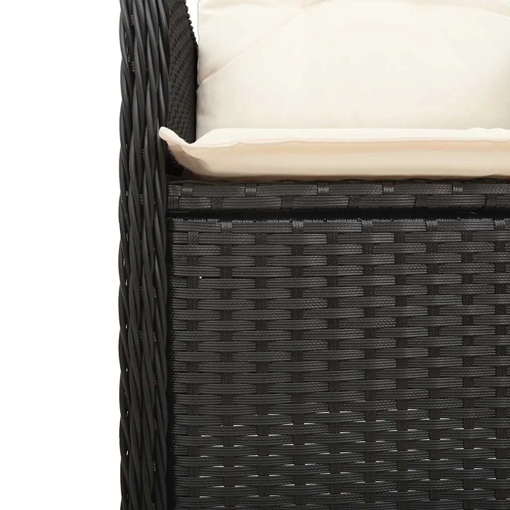Set da Bistrò da Giardino 7 pz con Cuscini Nero in Polyrattan 3276992