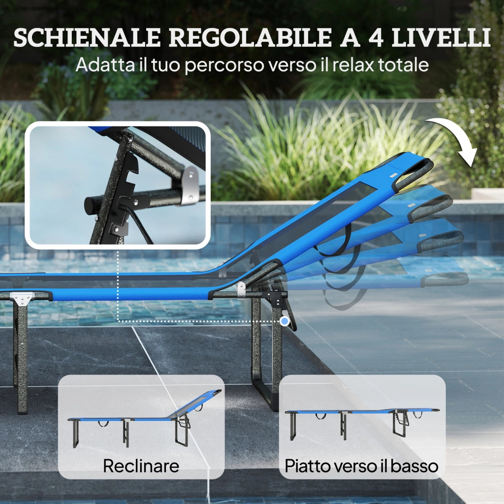 Lettino Pieghevole Regolabile ¨C zephmum ¨C Blu