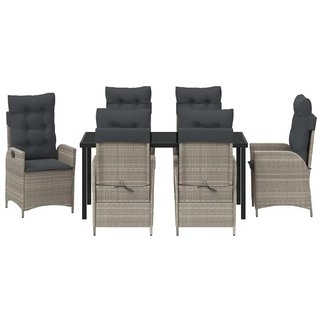 Set da Pranzo per Giardino 7 pcs Grigio chiaro polyrattan