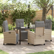 Set da Pranzo per Giardino con cuscino 5 pcs Beige polyrattan