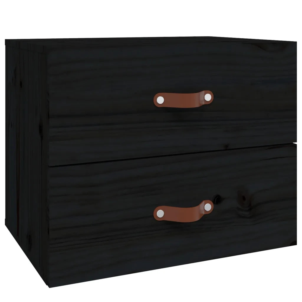 Comodino | Armadio da Notte | Mobiletto da notte a Muro Nero 50x36x40 cm