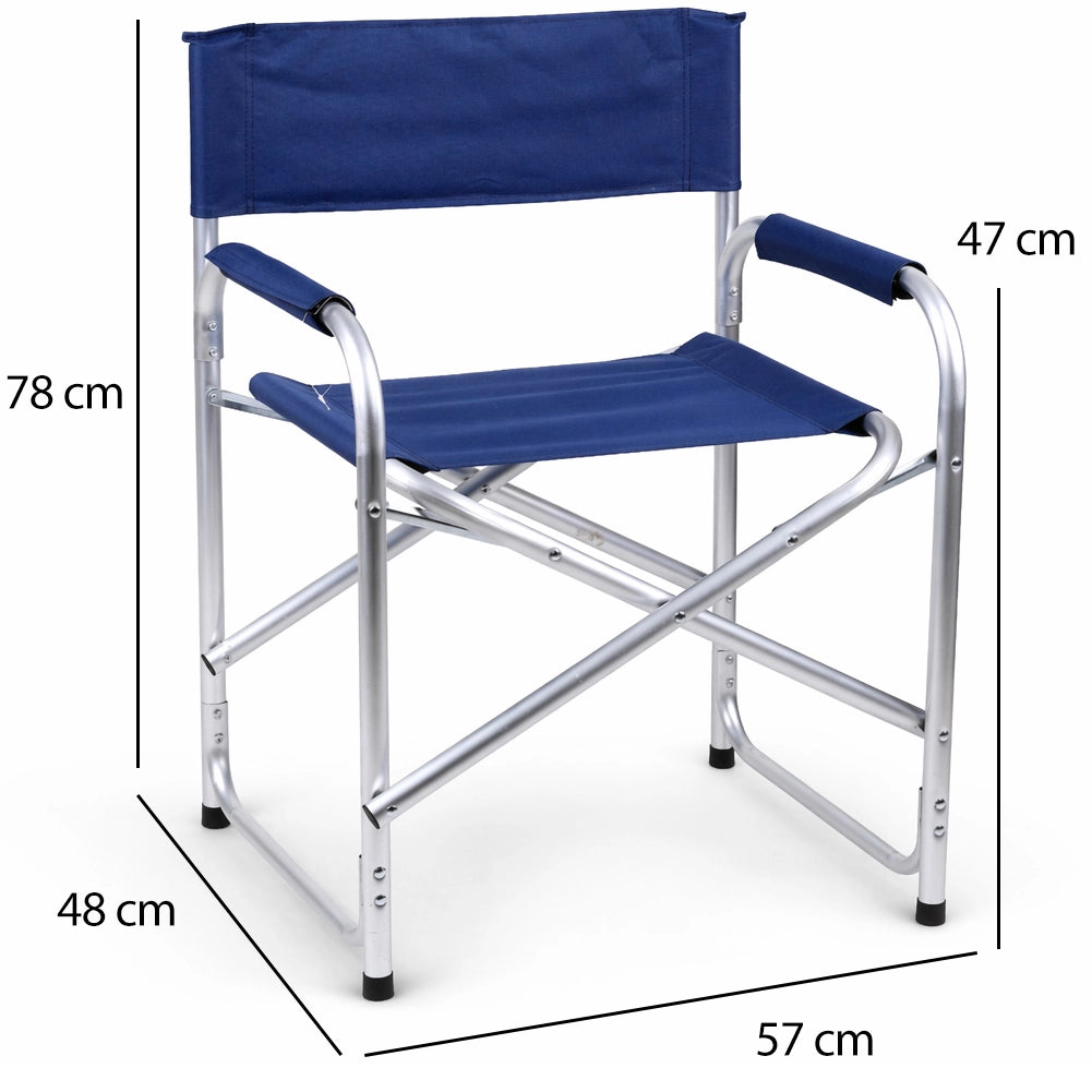 Sedia Regista Struttura in Alluminio Rivestimento Tessuto Oxford Blu 57x48x78cm
