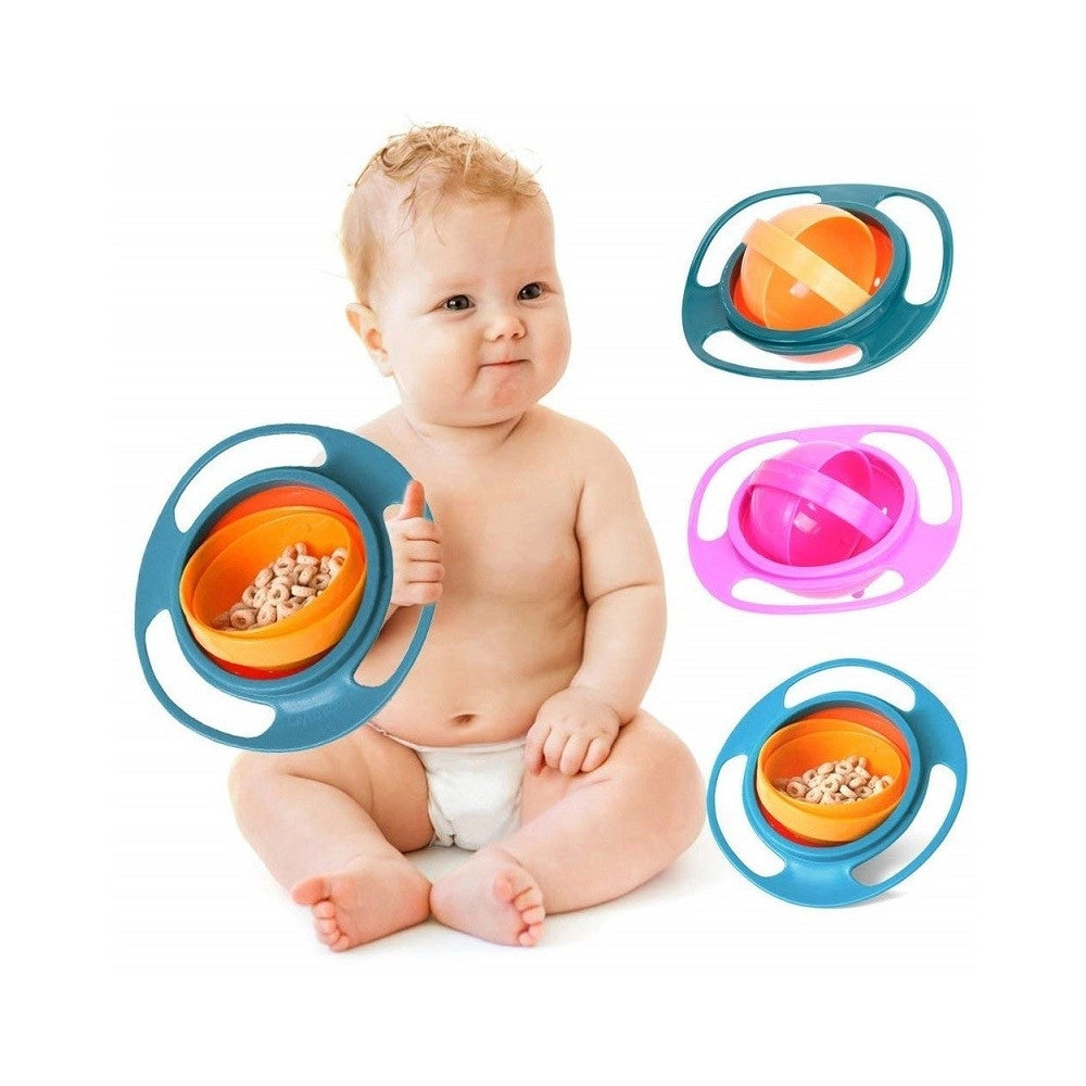 Trade Shop - Piatto 360° Giroscopio Ciotola Plastica Pranzo Cena Neonato A Prova Di Bambino -