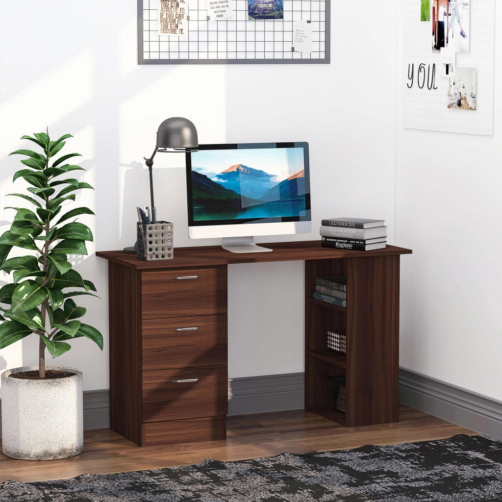 Scrivania con cassetti e ripiani ¨C zephmum ¨C noce 120x50 cm