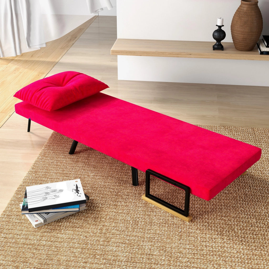 Poltrona Letto Pieghevole ¨C Minimal ¨C Velluto Rosso 63x73x81 cm