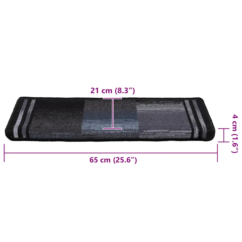 Tappetini per Scale Autoadesivi 10 pz 65x21x4 cm Nero e Grigio 149843