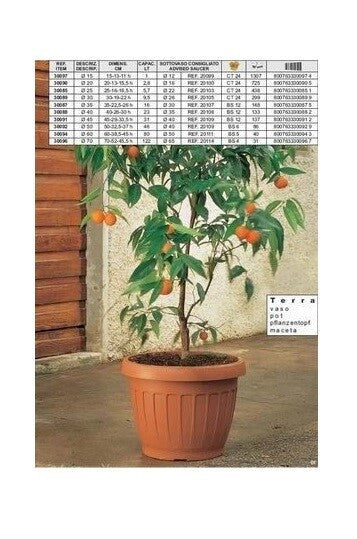 Vaso da giardino esterni colore terra marrone 45 cm bama