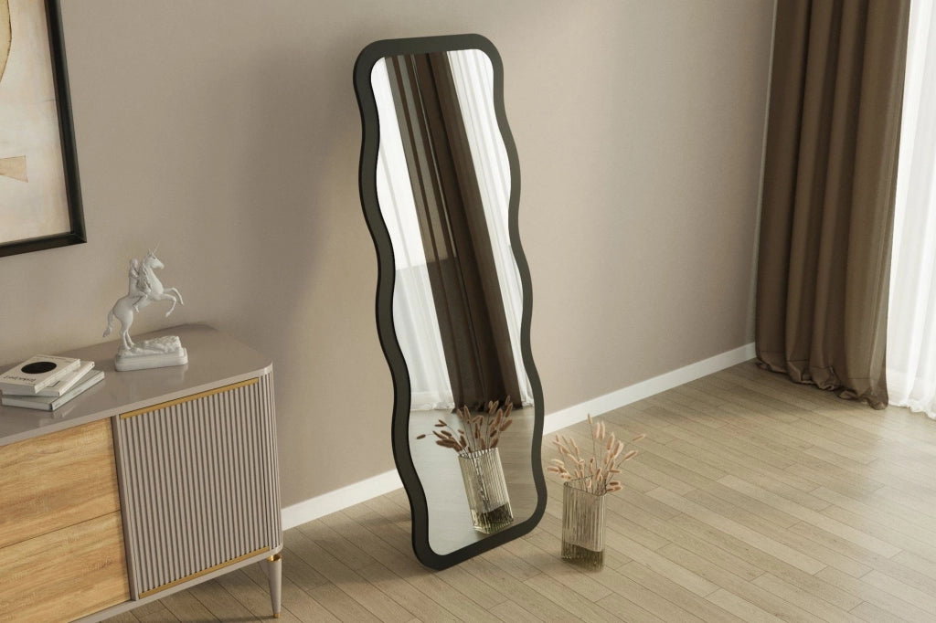 Bissone, Specchio Forma Rettangolare, 50x160h cm Nero