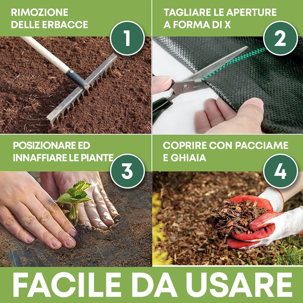 Telo Pacciamatura Premium Stop Erbe Infestanti Antistrappo Uv Resistente Permeabile Drenante Telo Orto Giardino Serra Polipropilene Contro Le Erbacce Pavimentazioni Pavimento - 3x10 Mt