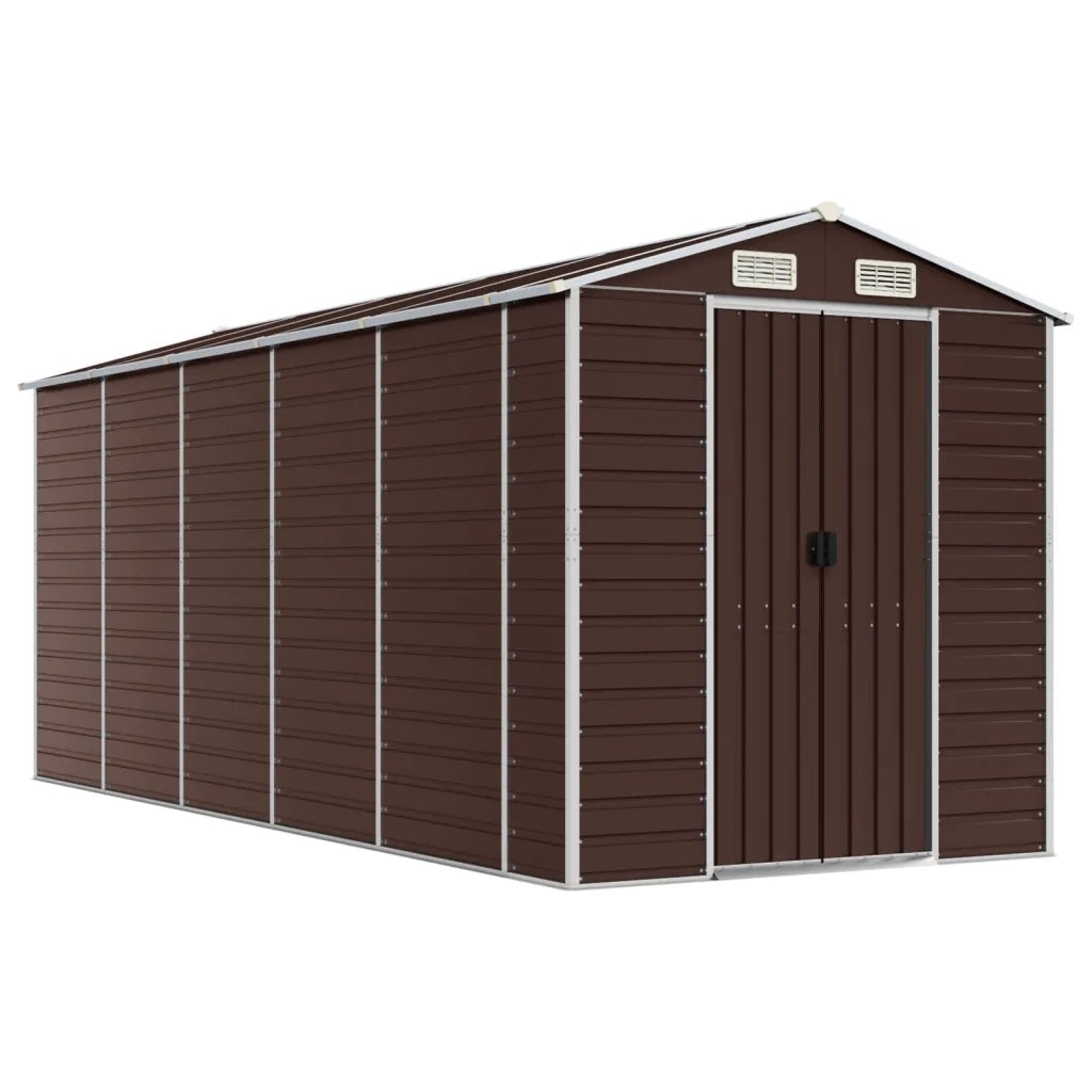 Casetta da giardino marrone 191x470x198 cm in acciaio zincato 3188268