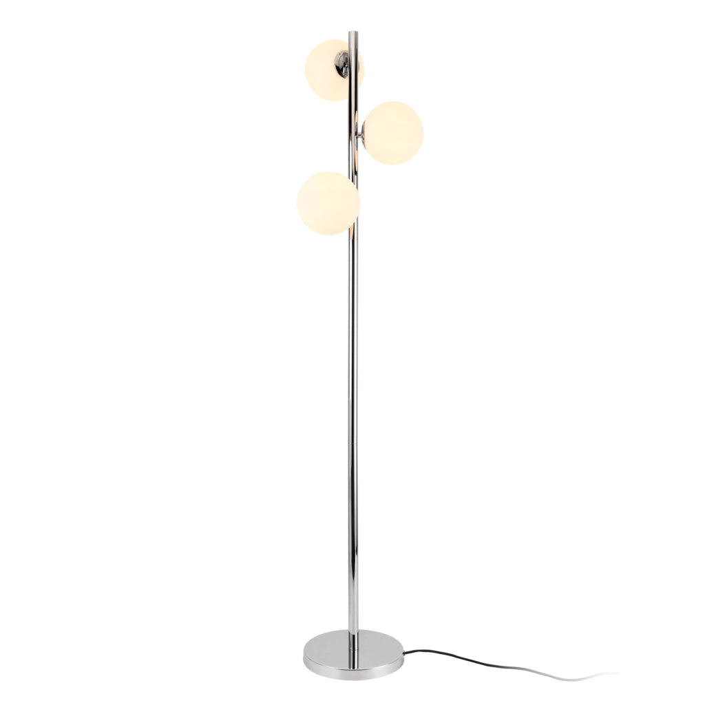 Lampada da Terra con 3 Paralumi a Sfera in Vetro Opalino 3x E14 40W Piantana Dritta Alta 154 cm Lampada a Stelo in Metallo - lux.pro