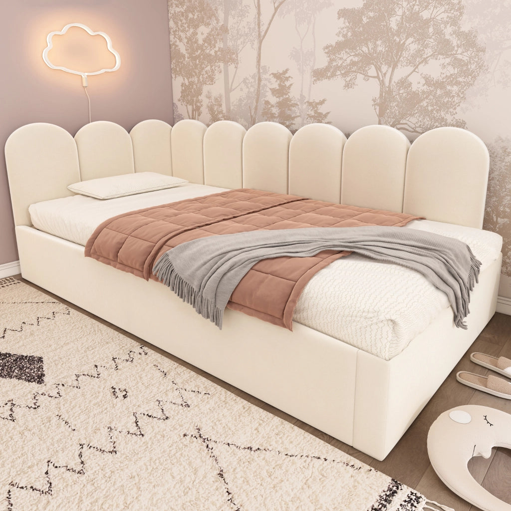 Daybed singolo – 90x200 cm – estraibile 90x190 rete – velluto beige