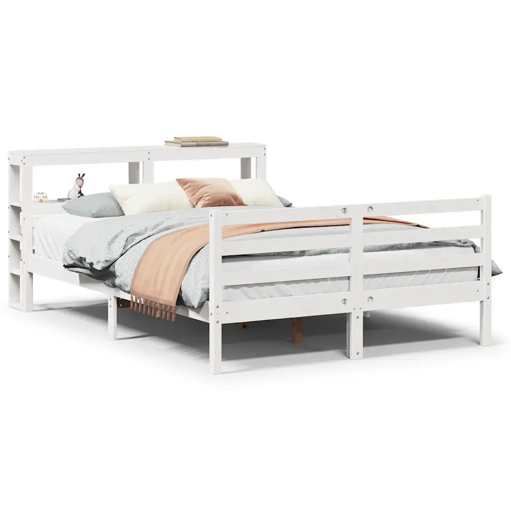 Letto matrimoniale | Letto per adulti | Giroletto con Testiera 160x200 cm in Legno Massello di Pino