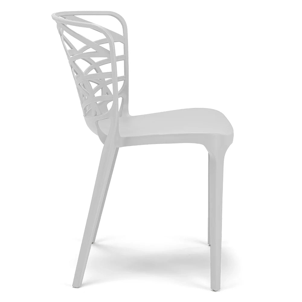 Set 2 sedie in polipropilene ARMONIA, impilabile, resistente ai raggi UV, design moderno, ideale per sala da pranzo, cucina, sala d’attesa, bar, ristoranti o giardino, colore Bianco