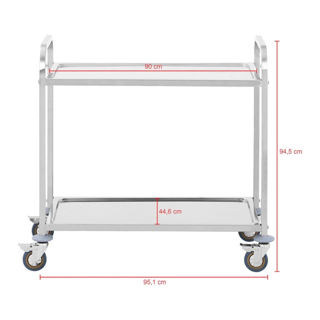 Carrello di servizio - 2 ripiani - 50 kg acciaio inox 14_0000932