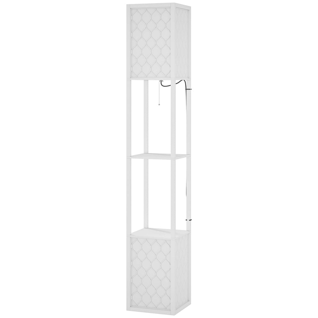 Lampada da Terra con Scaffale ¨C Minimal ¨C Bianco 26x26x156 cm