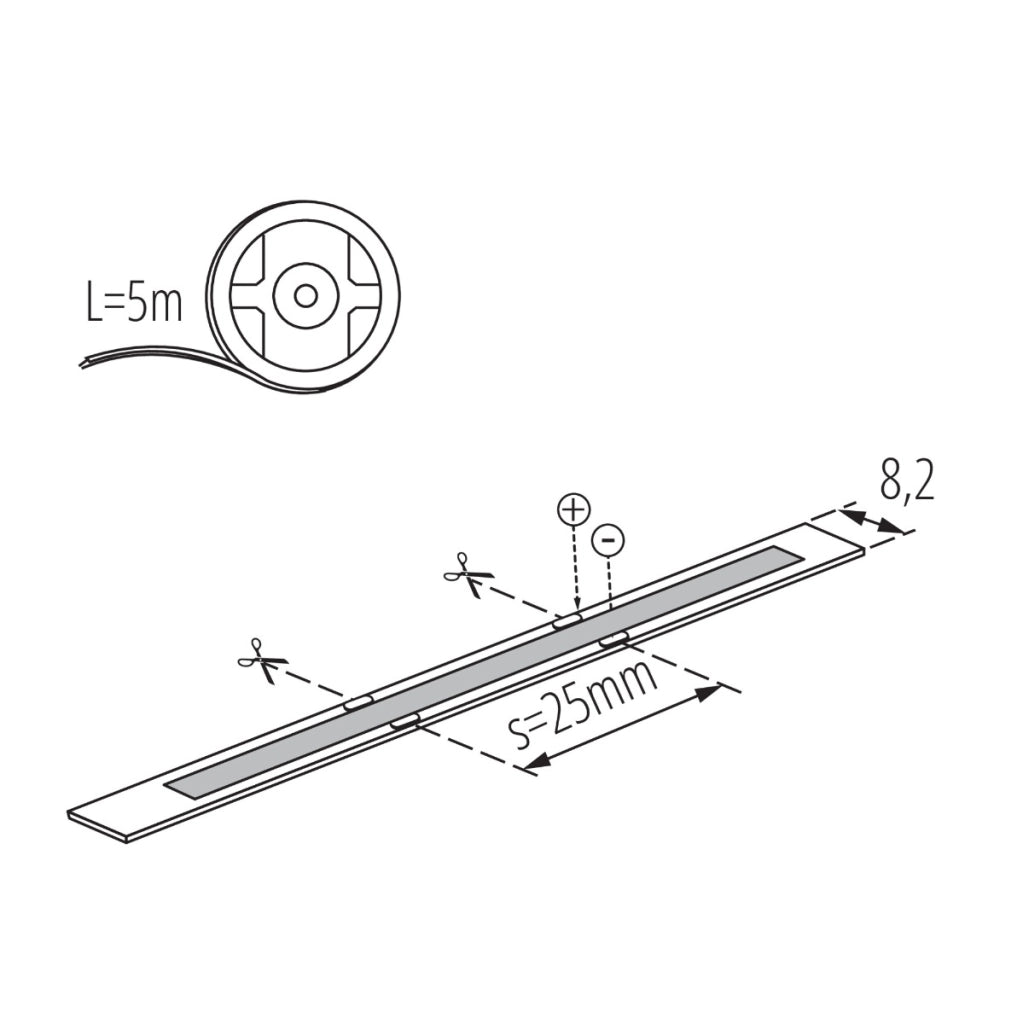 Striscia LED dimmerabile Kanlux LCOB 5m 8W/m 6500K 12V IP65