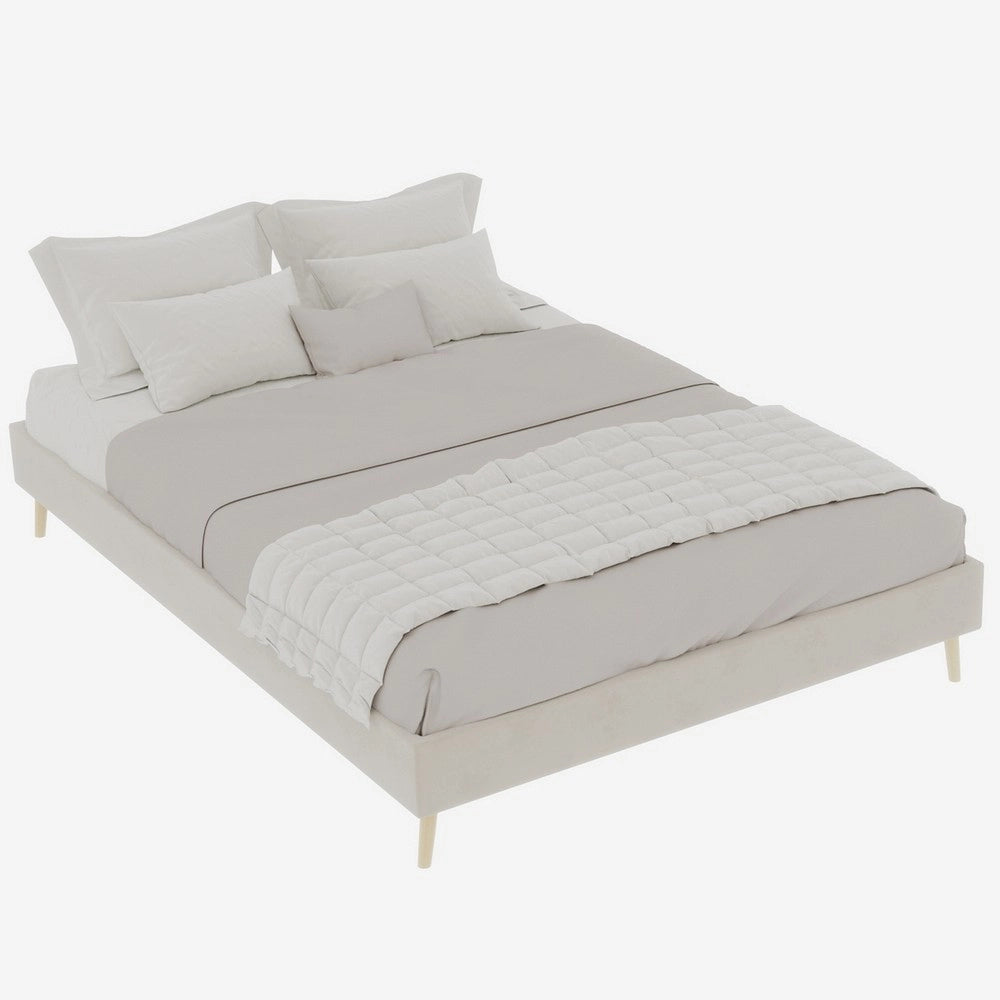 Letto Contenitore Basso ¨C MINIMAL ¨C Tessuto Velluto Beige 140x200