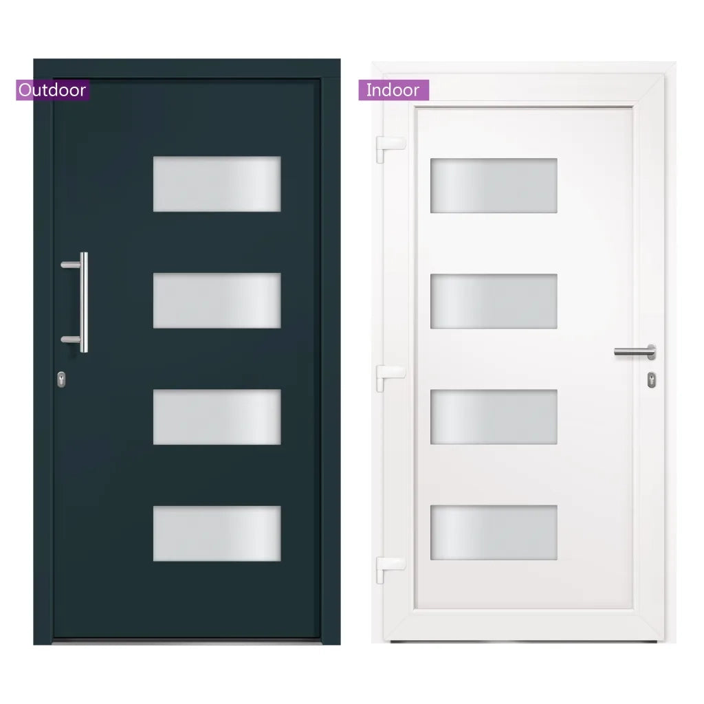 Porta d'Ingresso in Alluminio e PVC Antracite 110x210 cm