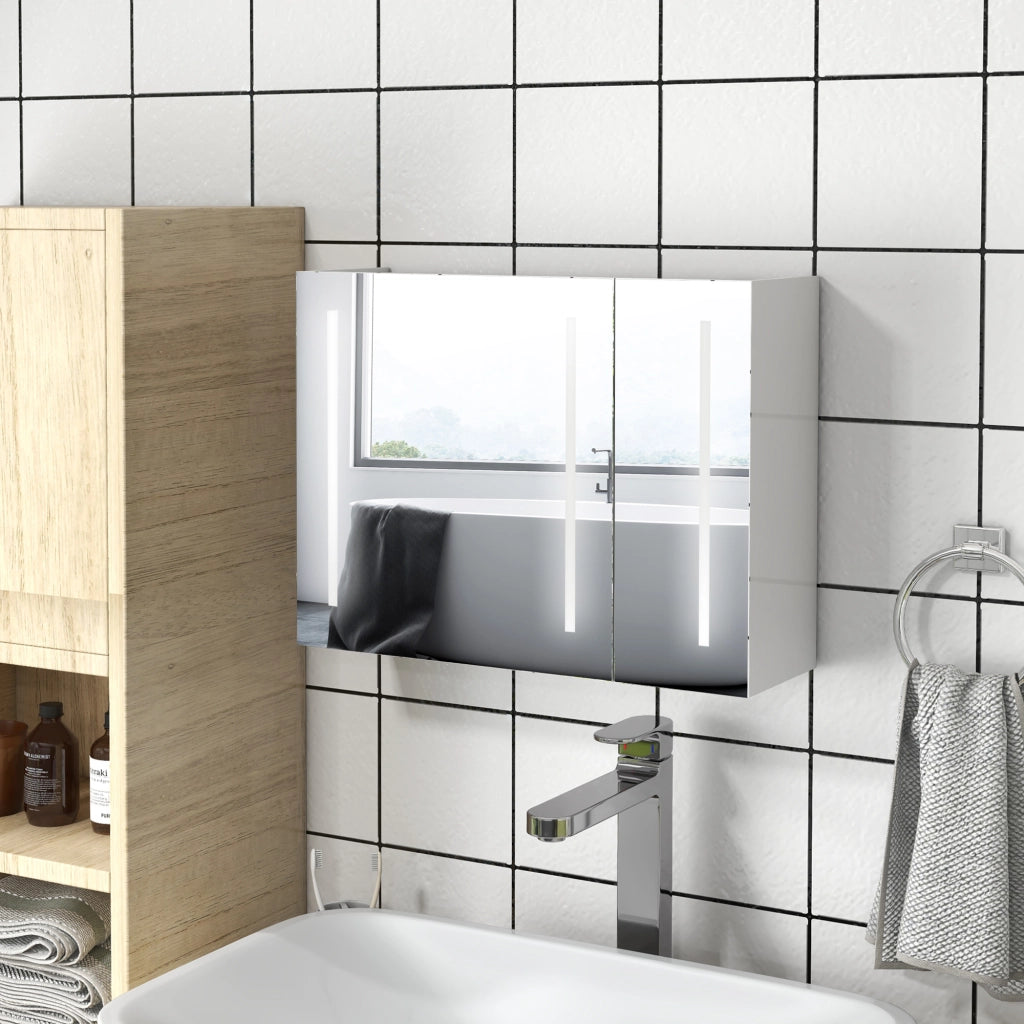 Specchio da Bagno con Luce LED e Porta USB ¨C Xylo ¨C Bianco 90x15x70cm