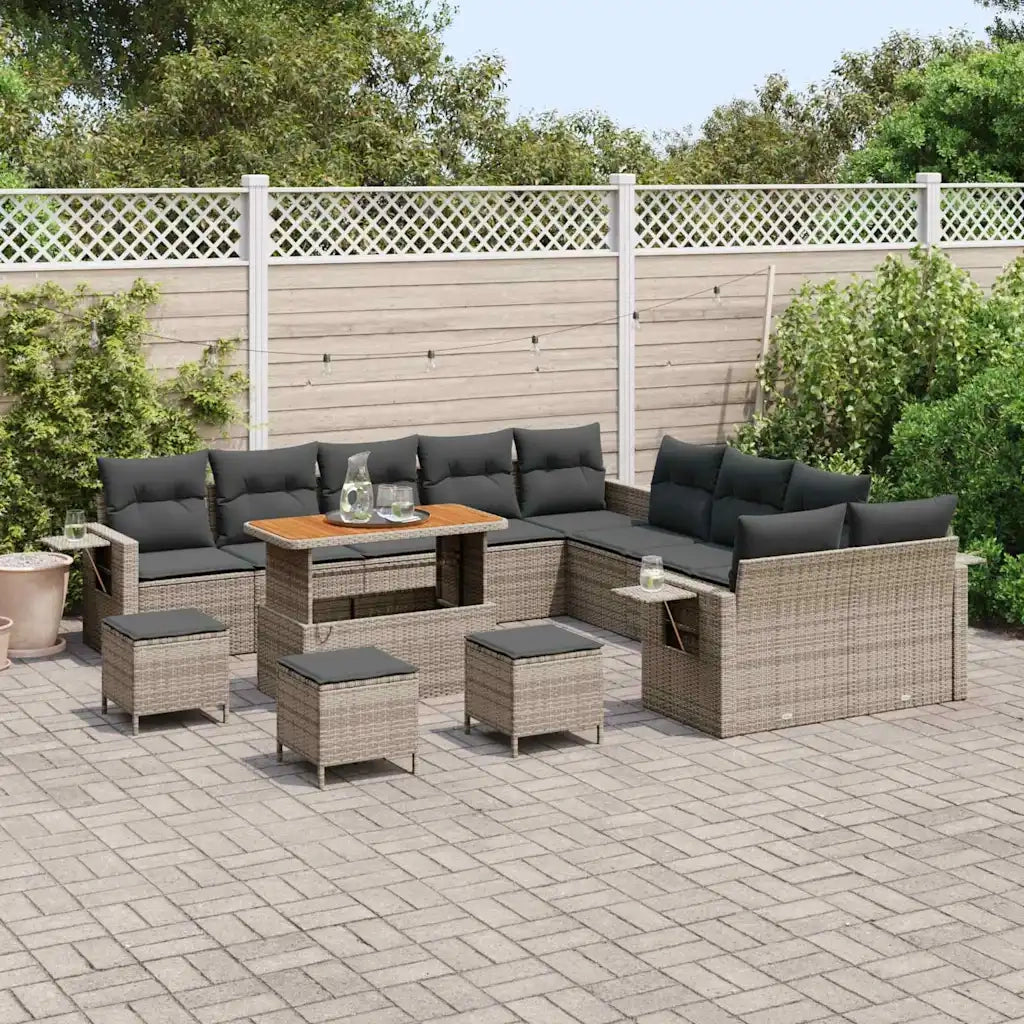 Set Divano da Giardino con cuscino 14 pcs Grigio polyrattan 3363763