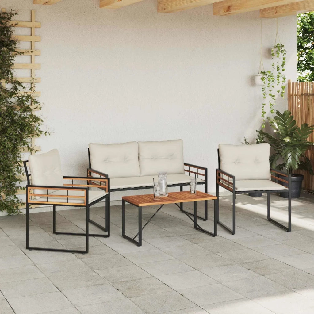 Set di Mobili da Esterno con cuscino 4 pcs Crema