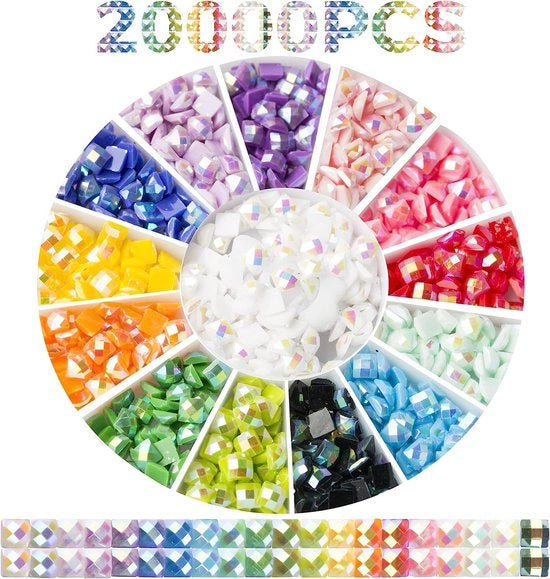 20 pietre quadrato con diamante, accessori per diamante per diamante 5D, accessori per diamante con diamante per adulti, 20.000 pezzi di pietre per diamante