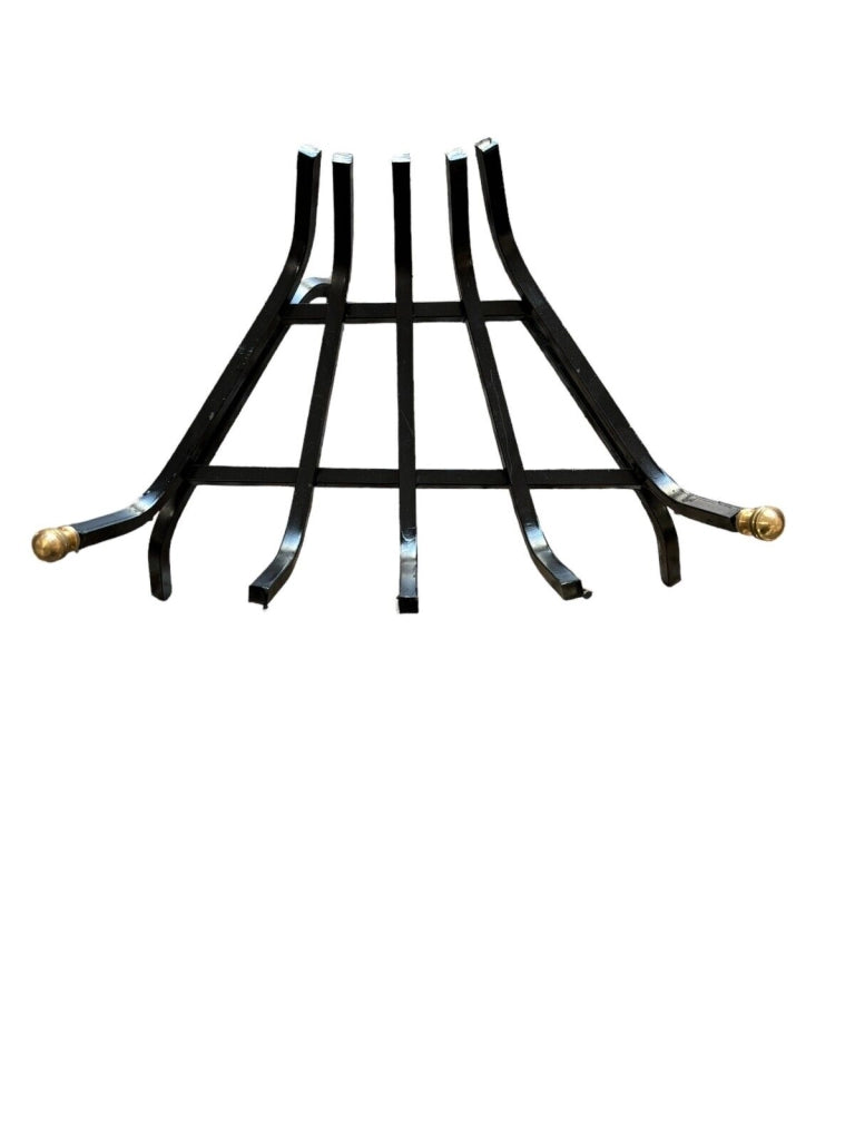 BRUCIALEGNA ANGOLARE CON POMELLI IN OTTONE IN FERRO BATTUTO VERNICIATO 40 CM