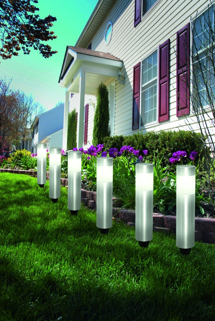 Set 6 Lampade Solari Esterno Rosalba 1 Acciaio Grigio 6 Luci Led 0,06W Ip44