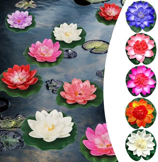 Fiori artificiali di loto acqua resistenti - Fiori galleggianti - Fiori artificiali di ninfee - Decorazione per giardino/piscina - Materiale schiuma - Per acquario/piscina