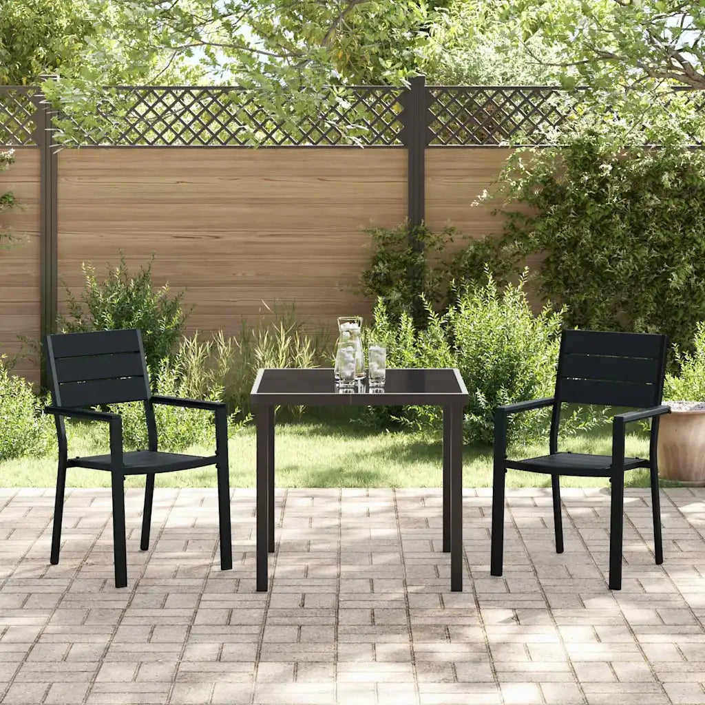 Set da Pranzo per Giardino 3 pcs Nero