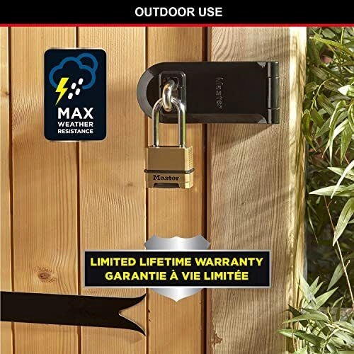 Master Lock M175EURDLH Lucchetto a Combinazione 4 Cifre Corpo in Zinco Archetto Ottagonale in Carburo di Boro 51 mm Lunghezza Archetto Resistente alle Intemperie colore Nero