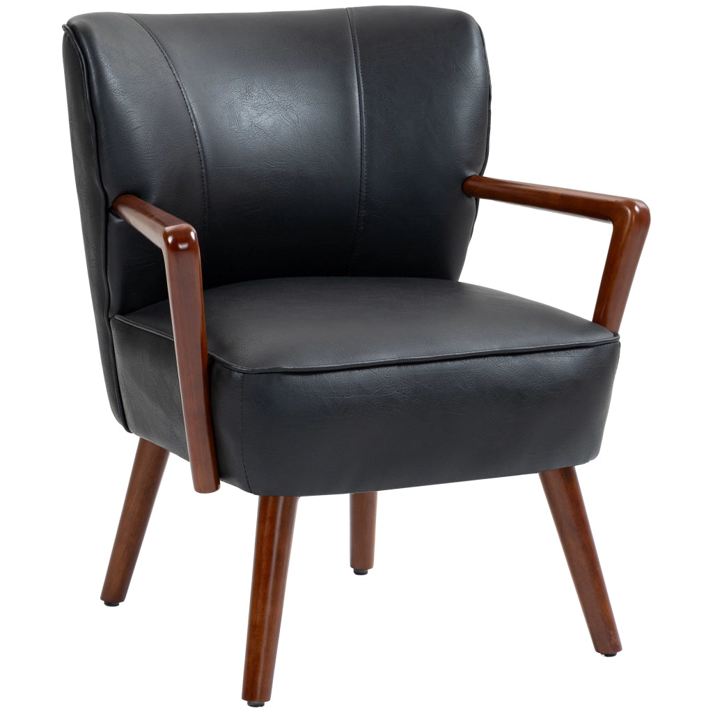 Poltrona ¨C Zephmum ¨C Pelle, Legno, 67x77x80 cm, Nero