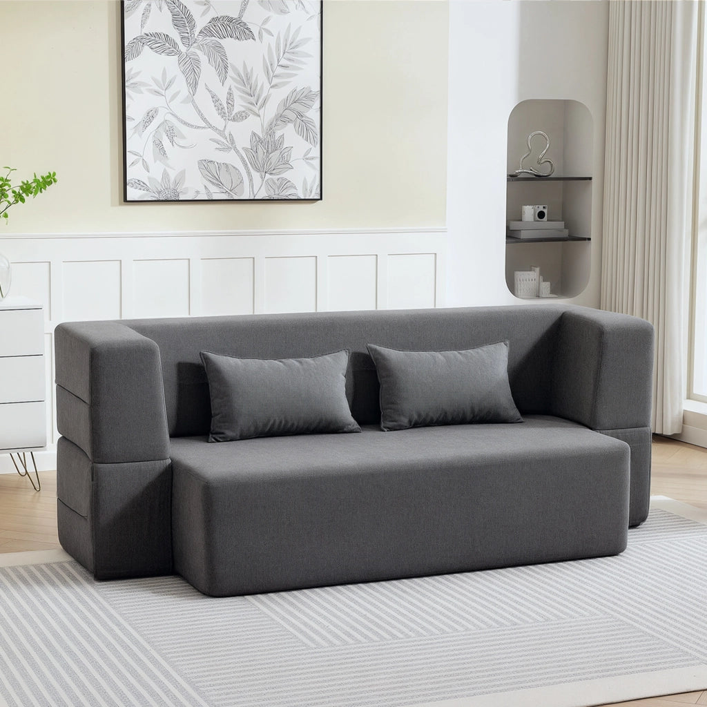 Divano letto 2 posti in chenille ¨C Zephmum ¨C Grigio