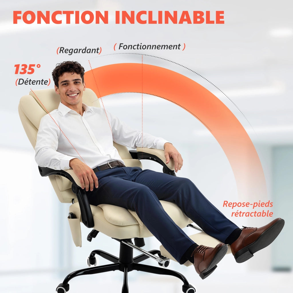 Sedia da ufficio massaggiante reclinabile regolabile ¨C Minimal ¨C beige